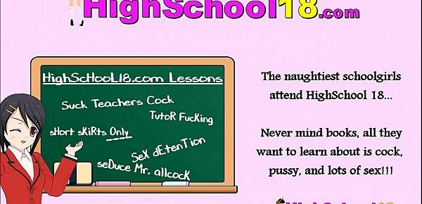  Schoolgirl Hides From Dad And Sucks Teachers Huge Cock